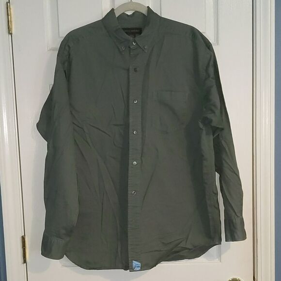 Banana Republic army green dress shirt Sz. L - Picture 1 of 6